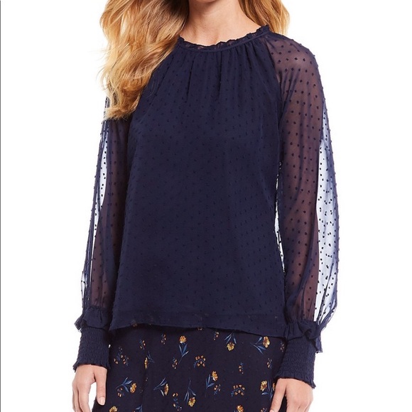 Draper James Tops - NWT Draper James Swiss Dot Smocked Top